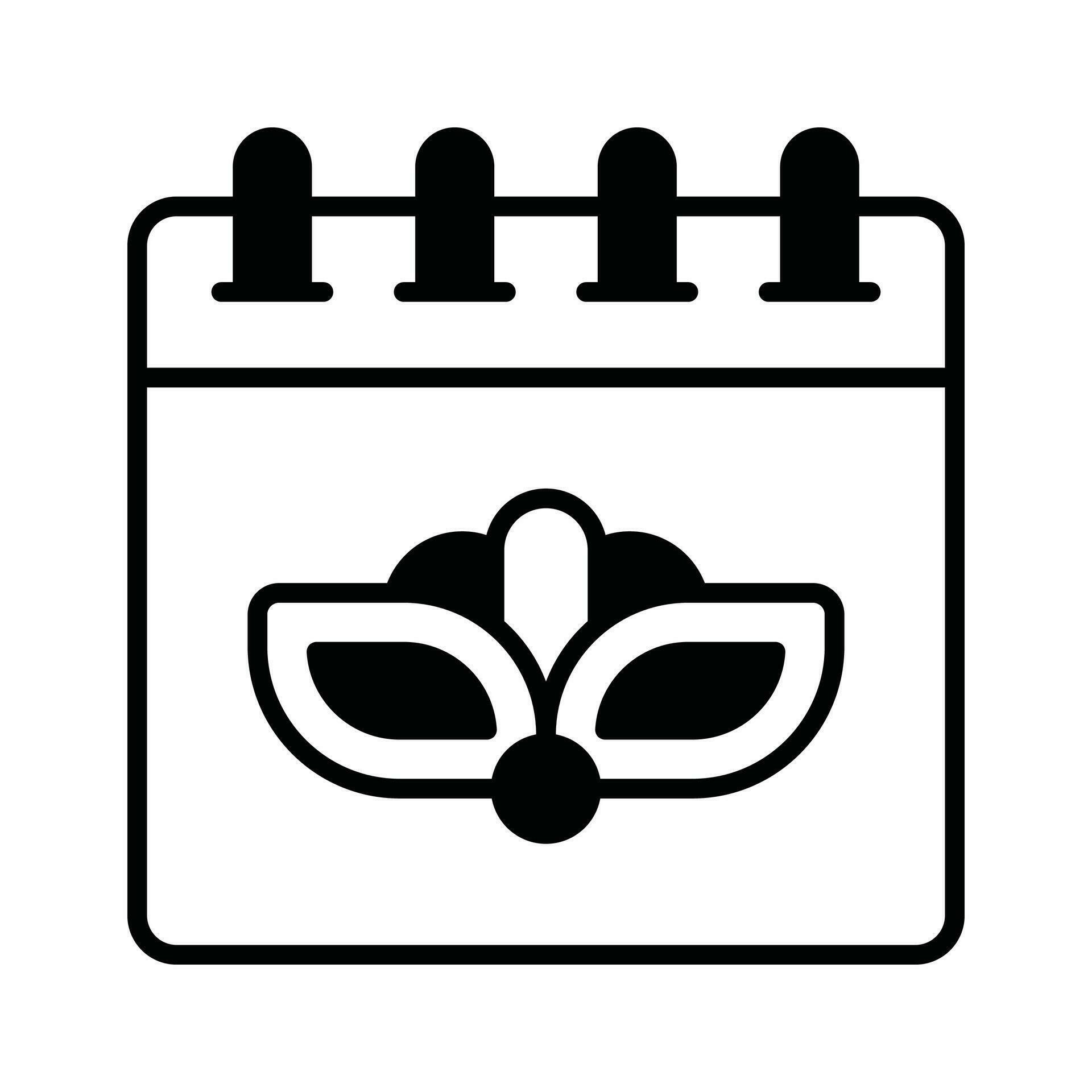 Carnival mask on calendar showing concept icon of carnival calendar