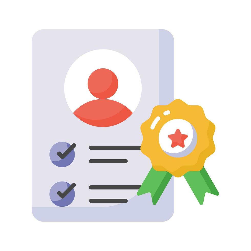 Star badge with page showing concept icon of employee certificate in trendy style, employee of the month vector