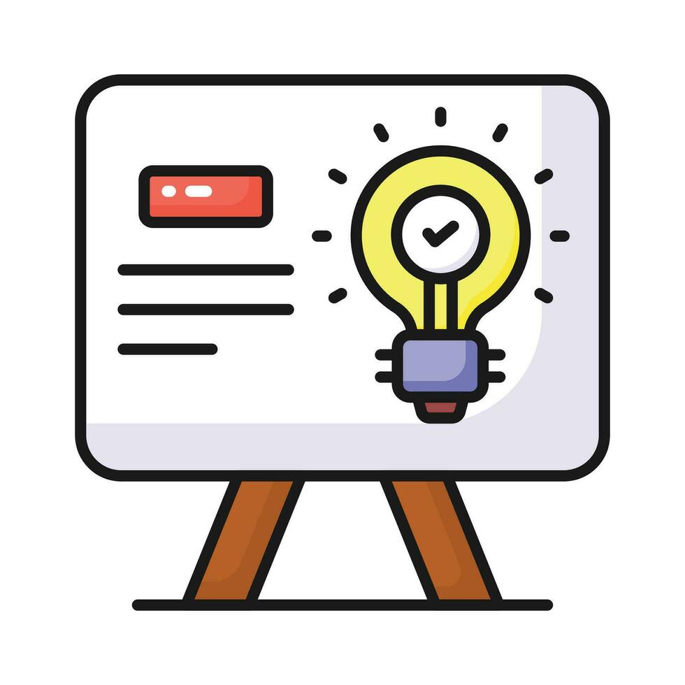 Presentation board with light bulb showing creative presentation vector design concept icon
