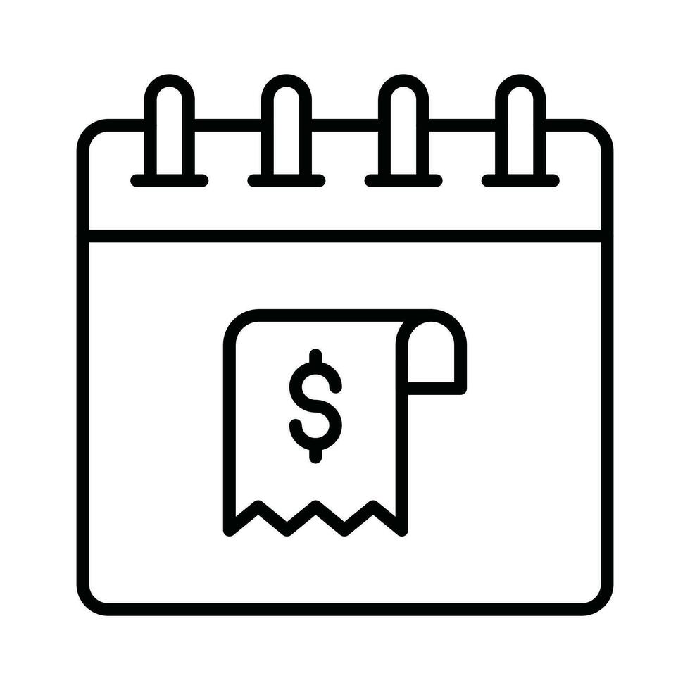 Receipt on calendar denoting concept icon of bill paying, ready to use vector