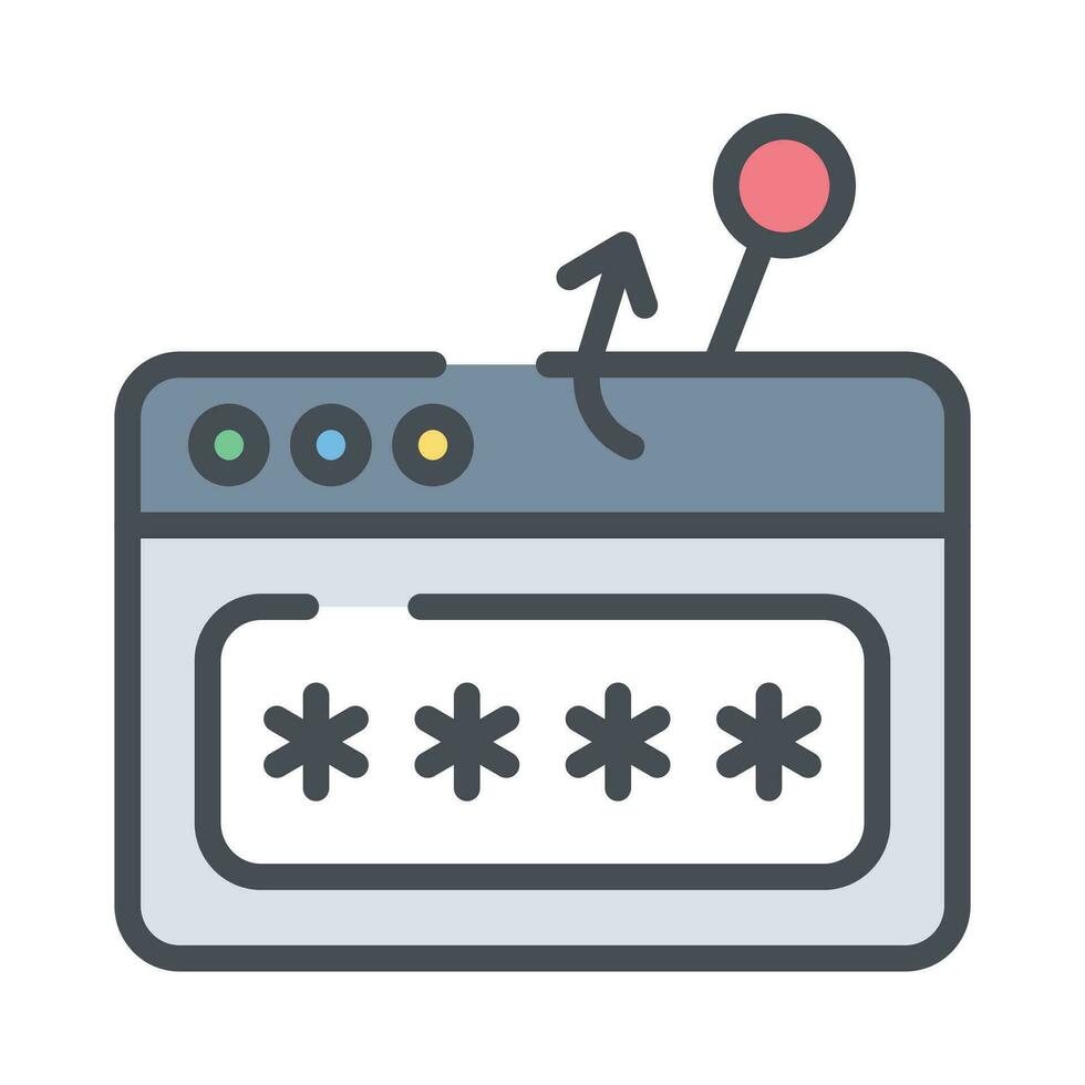 Phishing password icon, hacker attack and web security. Steal passwords vector