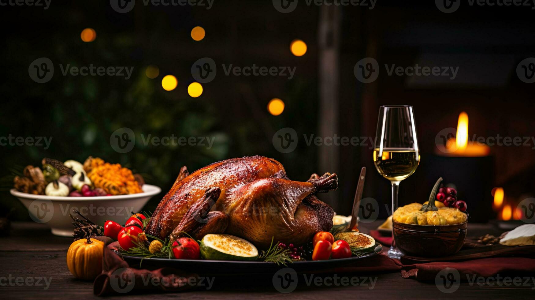 Delicious grilled turkey on the table AI Generative photo