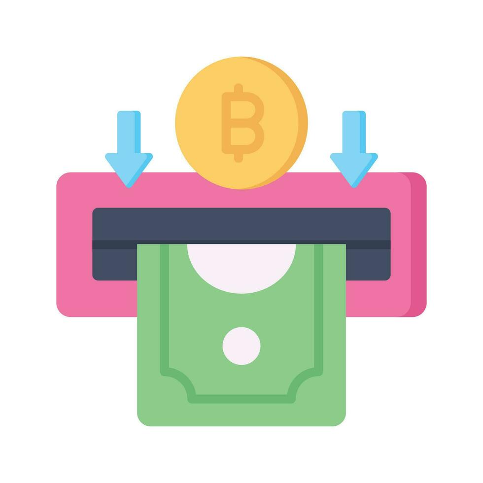 Bitcoin withdraw vector design isolated on white background