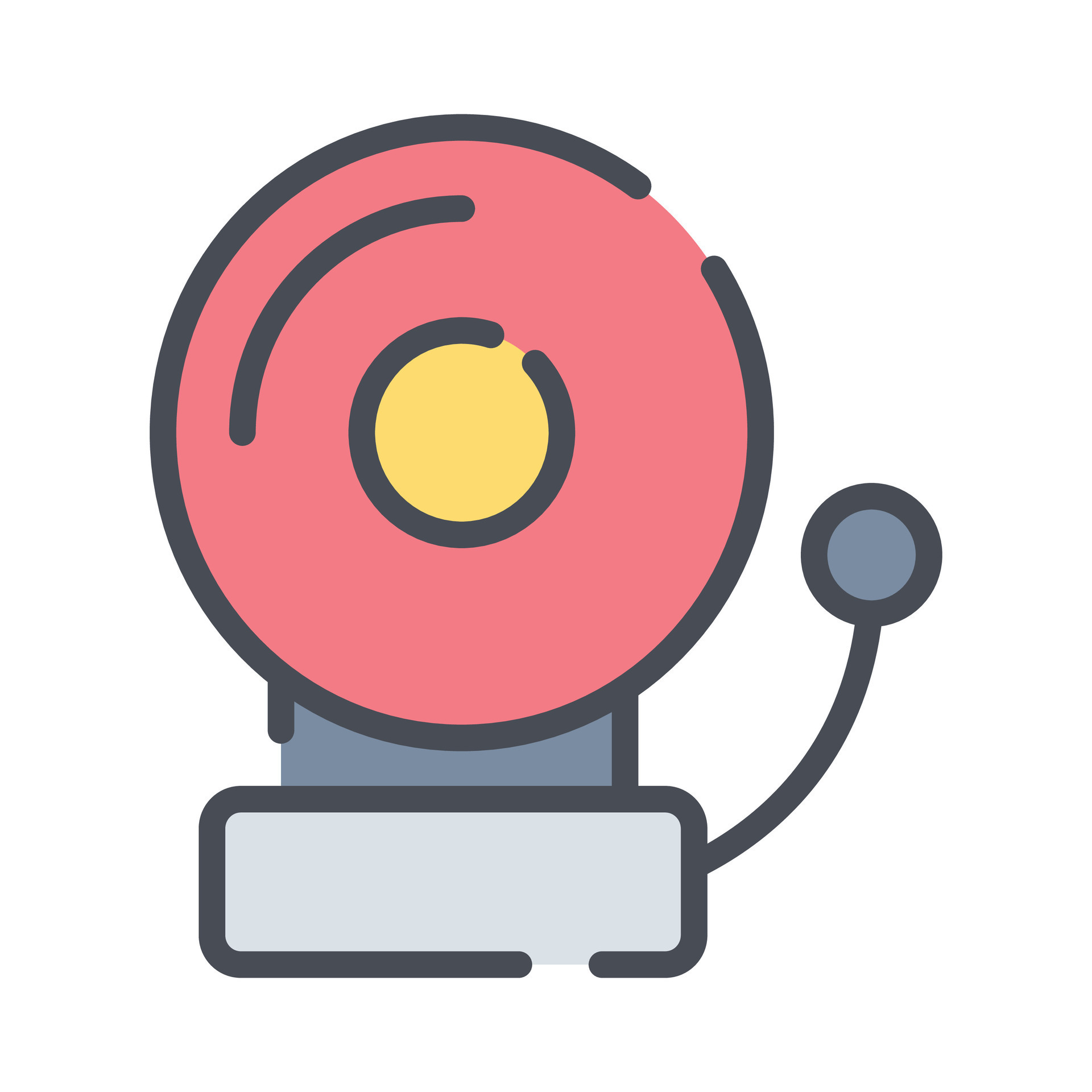 Rad fire alarm system. Prevention, emergency, warning bell. Firefighter equipment and tool