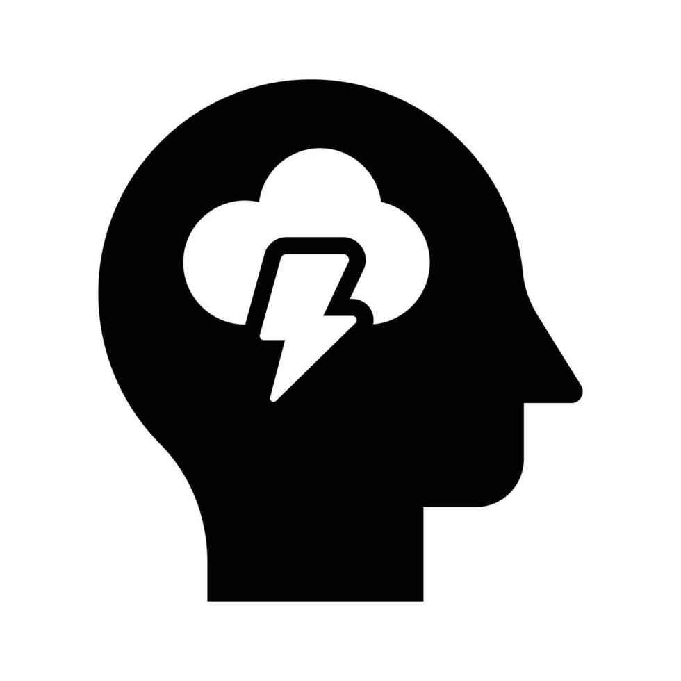 Lightbolt and cloud inside mind depicting concept icon of brainstorming vector design