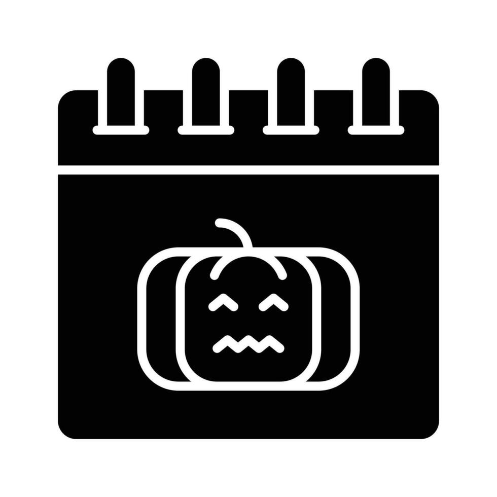 Scary pumpkin on calendar, concept vector design of halloween calendar