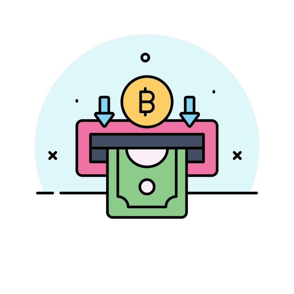 Bitcoin withdraw vector design isolated on white background