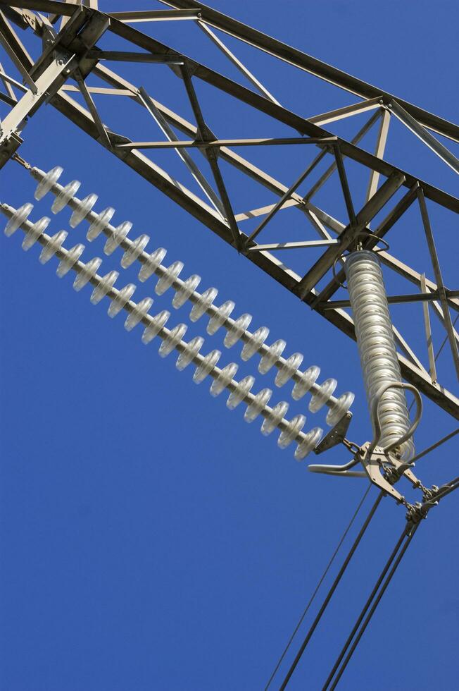 a close up of a power line with wires attached photo