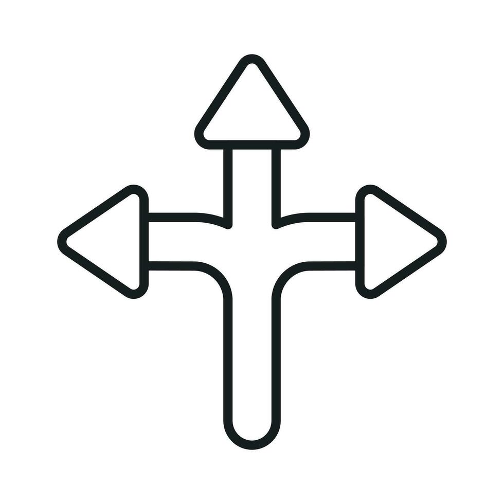 Three way direction arrow sign, road sign direction icon, vector illustration