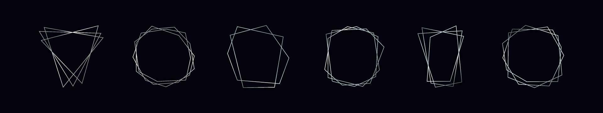 Silver geometric polygonal frame vector