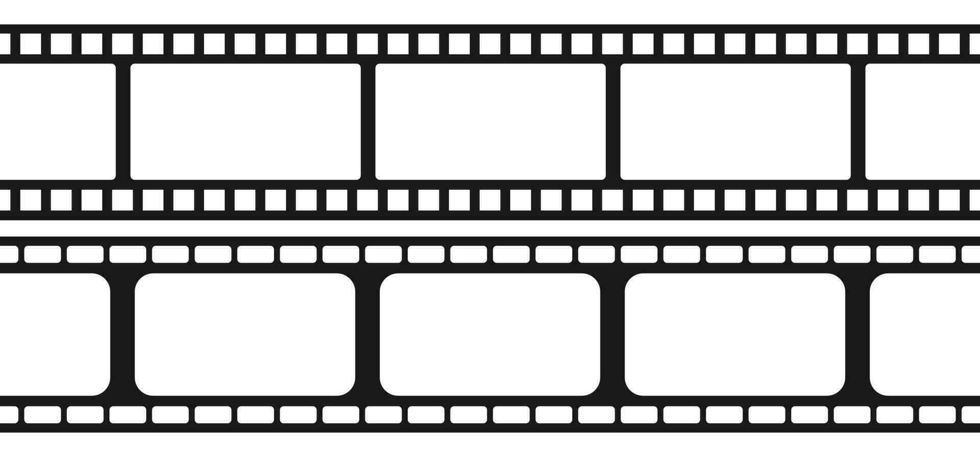conjunto de sin costura película tiras. cinta de película modelo en blanco antecedentes. vector ilustración