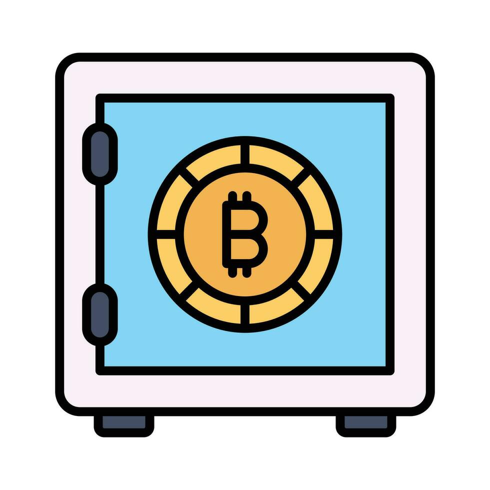 Trendy icon of bitcoin safe, crypto vault vector design