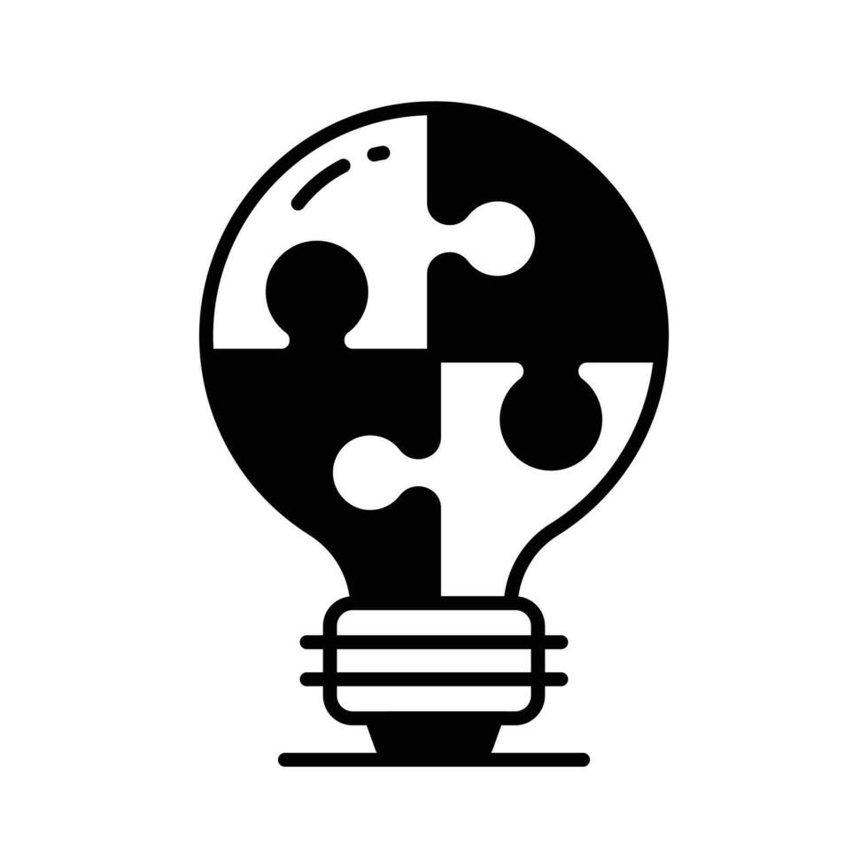 A jigsaw light bulb showing concept icon of problem solution in trendy style vector