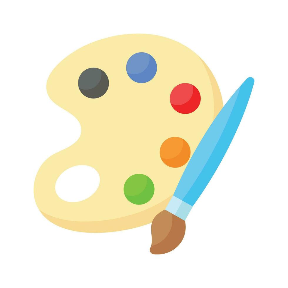 Paint brush with color palette, icon of color palette, painting tools vector