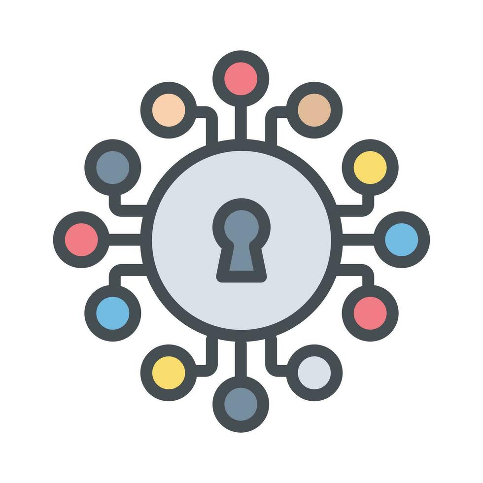 Cyber security icon with network nodes, symbolizing cyber security concept vector