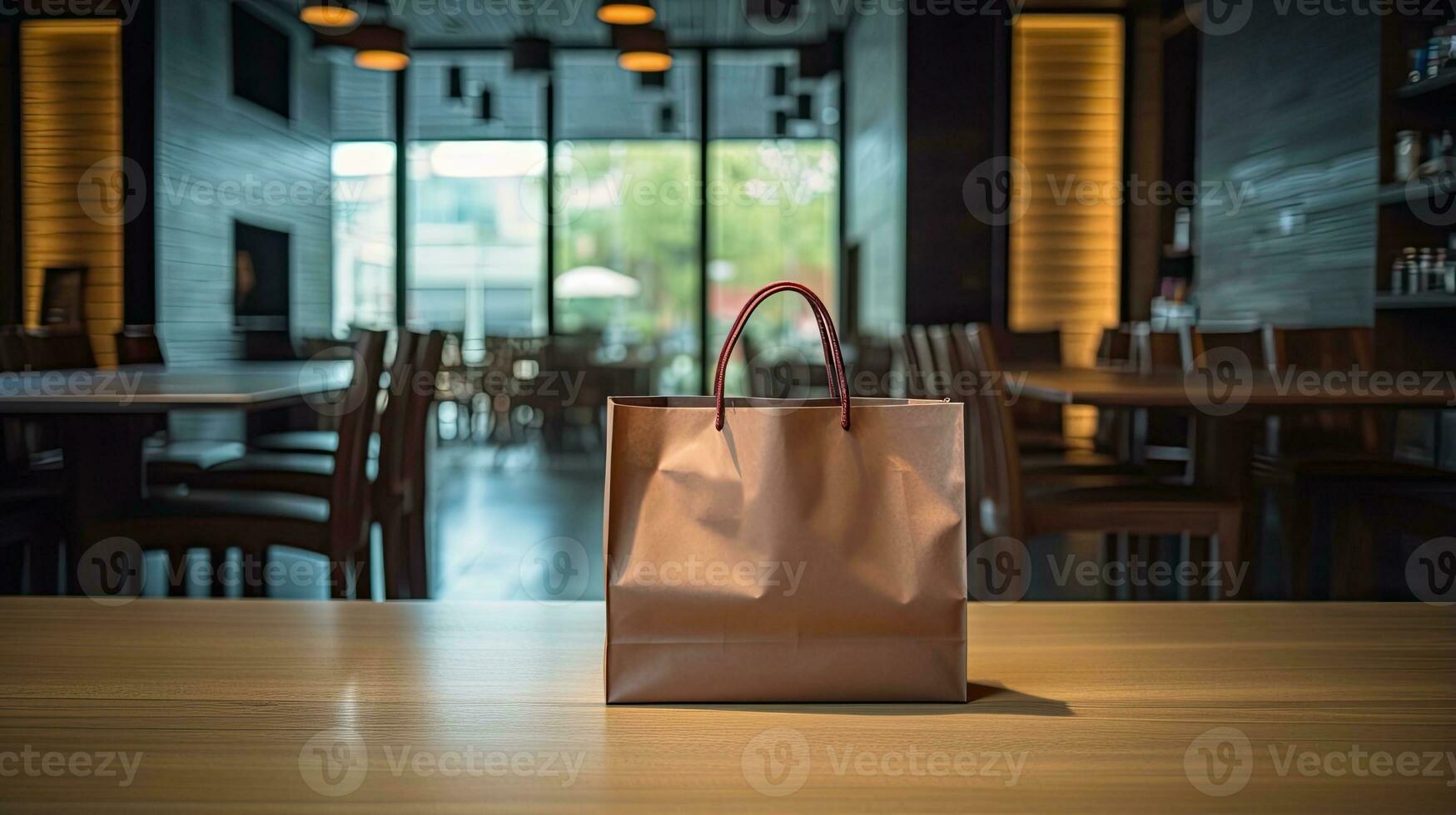 Portrait shopping bag on the table AI Generative photo
