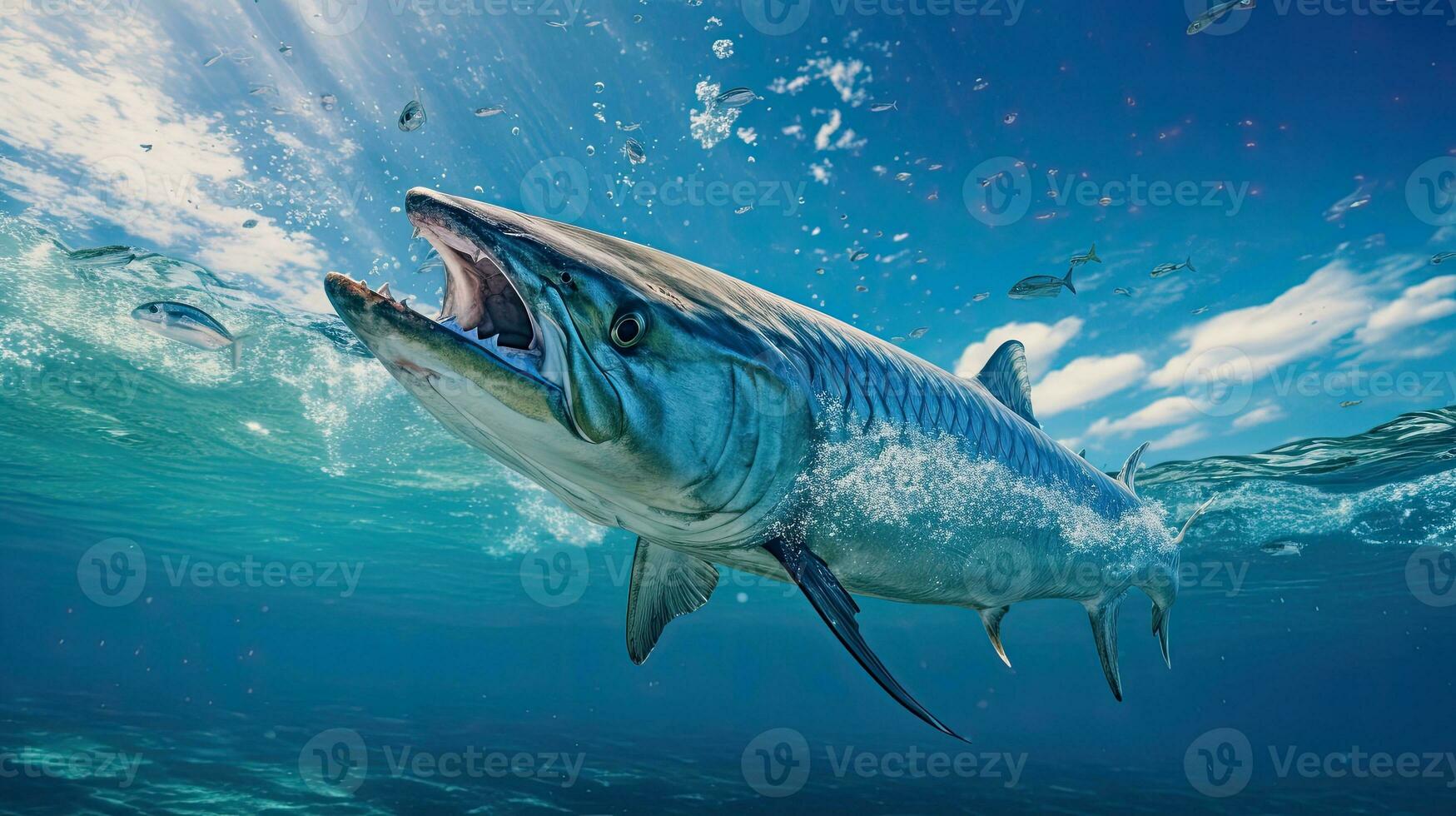 Portrait barracuda fish in the sea AI Generative photo