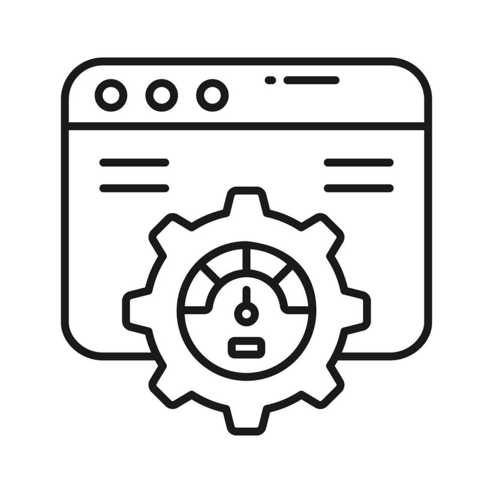 Speedometer with webpage, amazing icon of website performance vector