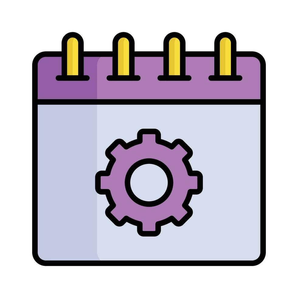 Cogwheel on calendar, concept vector of event management