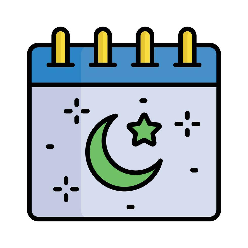 Moon with star on calendar showing concept of ramadan calendar icon vector