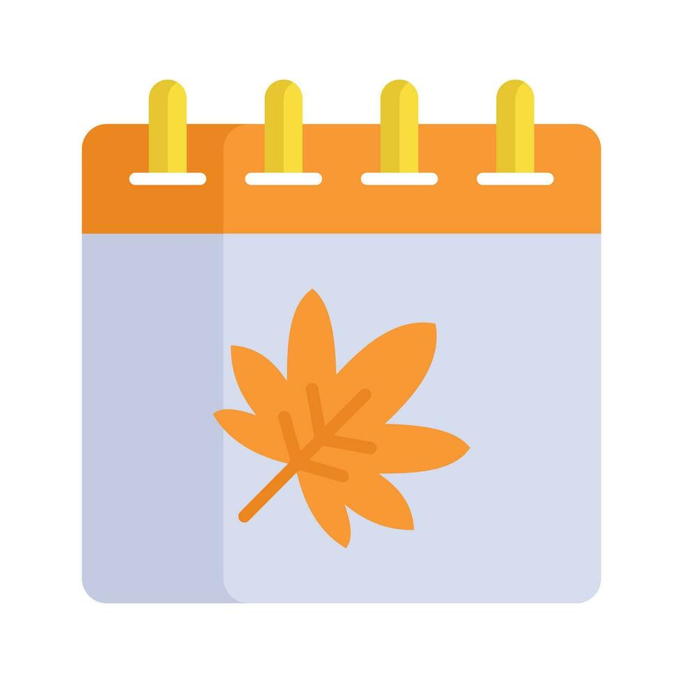 Maple leaf on calendar, autumn calendar vector design in modern style