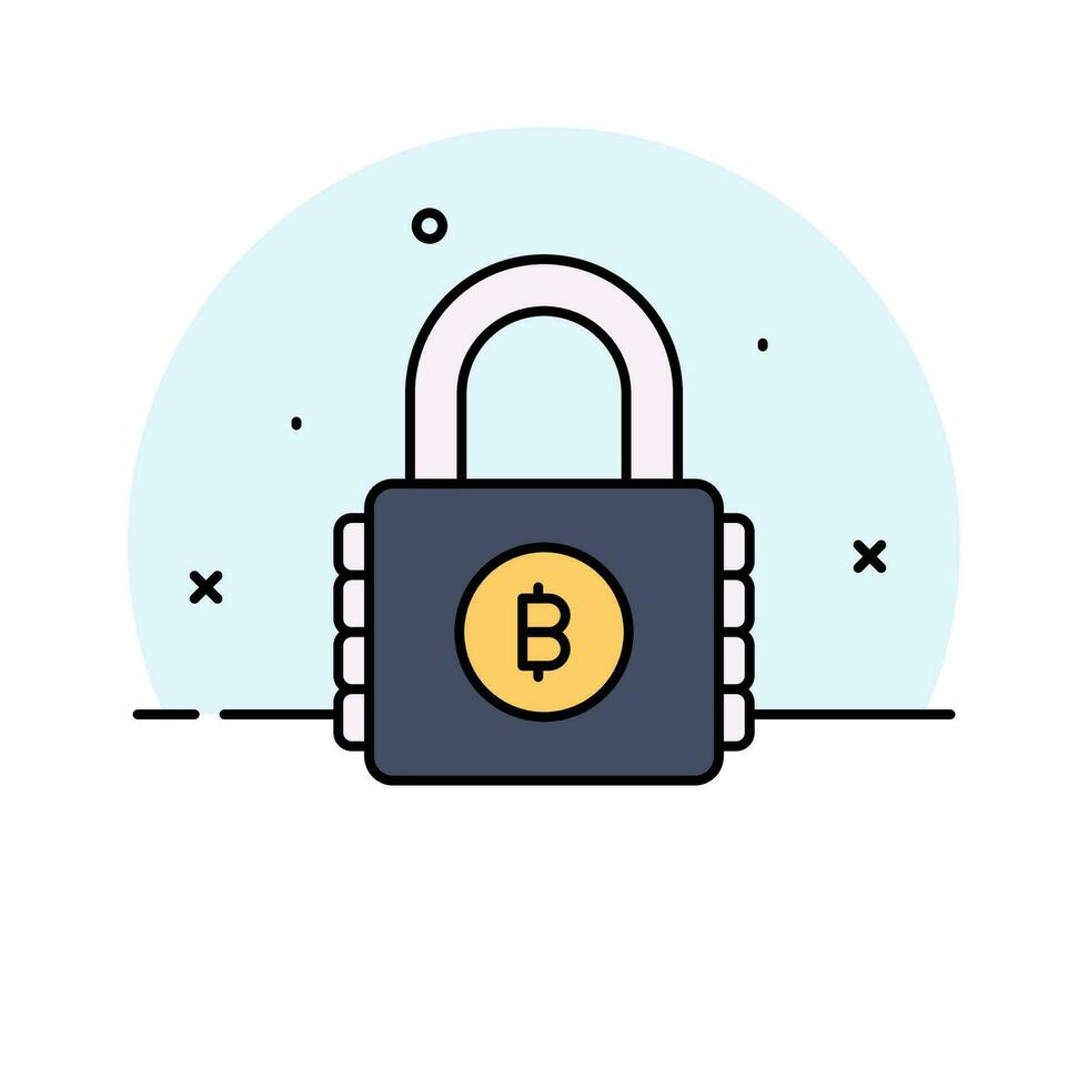Check this premium icon of bitcoin lock in trendy style vector