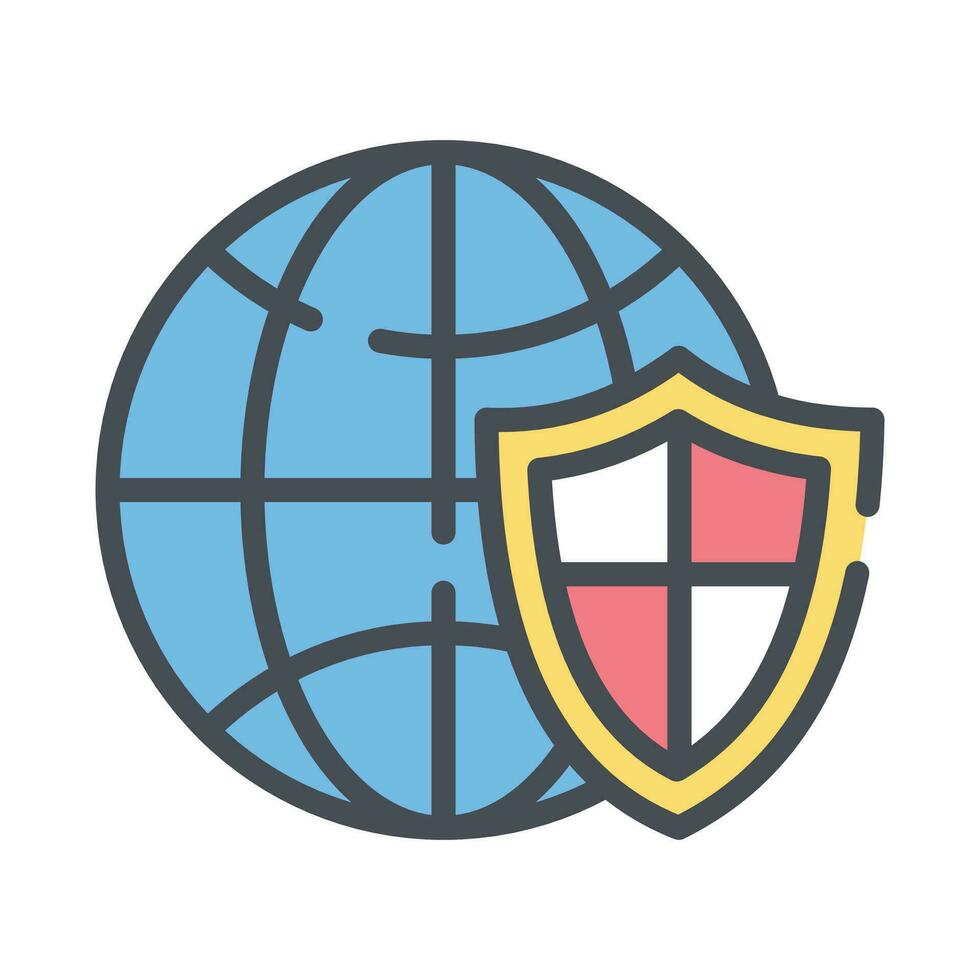 Shield on earth, concept of global protection vector illustration