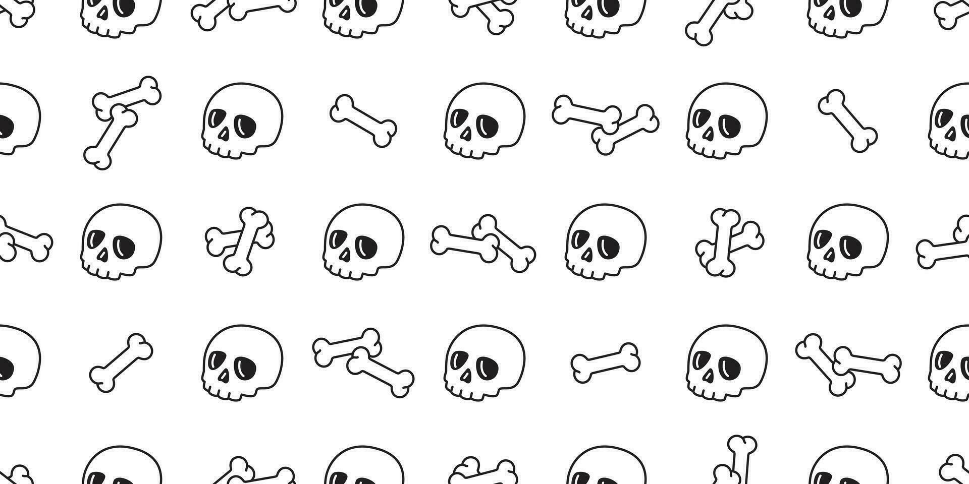 skull Halloween seamless pattern vector bone ghost cartoon scarf isolated repeat wallpaper tile background illustration doodle design