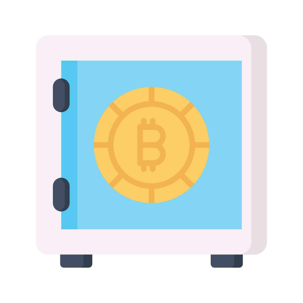 Trendy icon of bitcoin safe, crypto vault vector design
