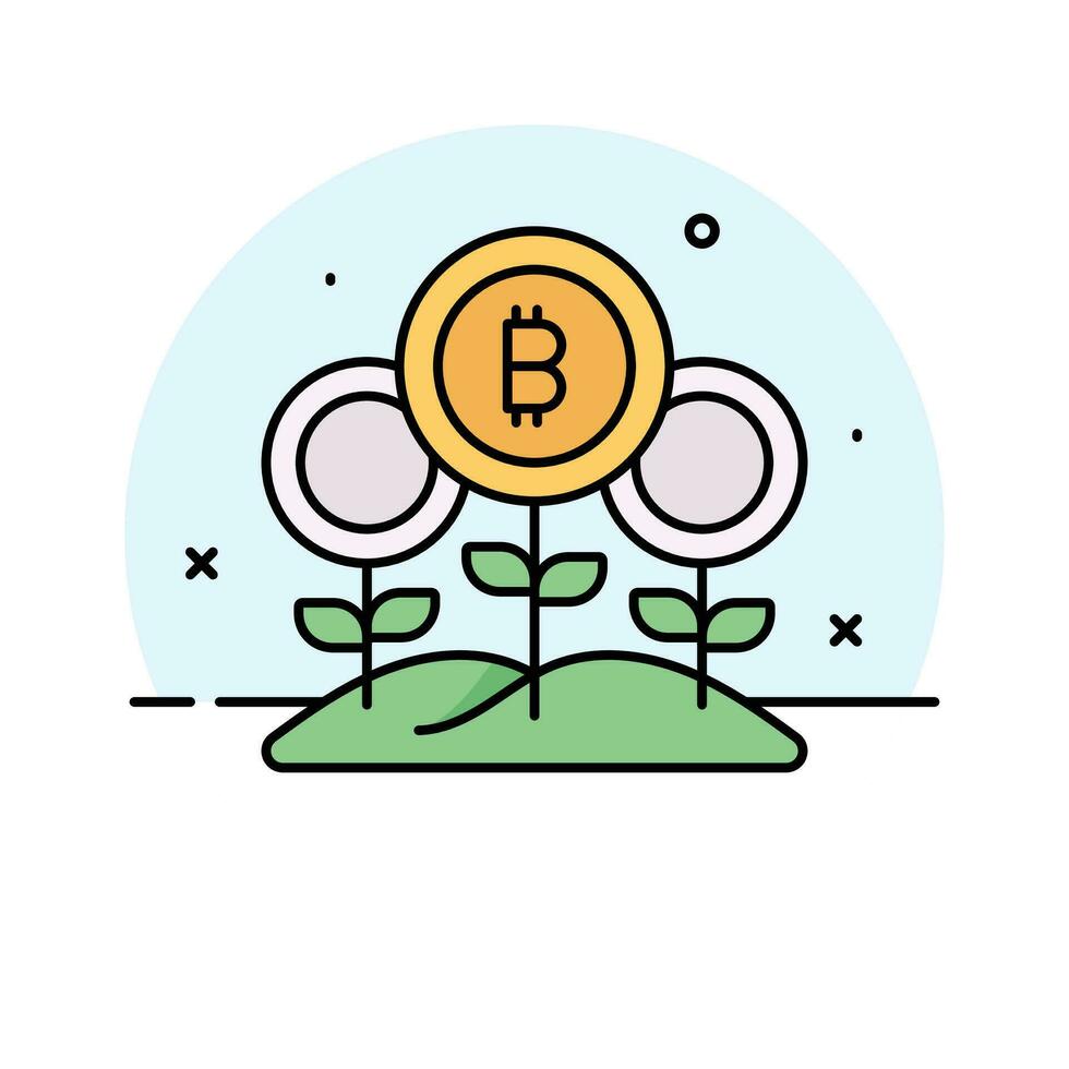 Check this beautiful vector of bitcoin farming in trendy style