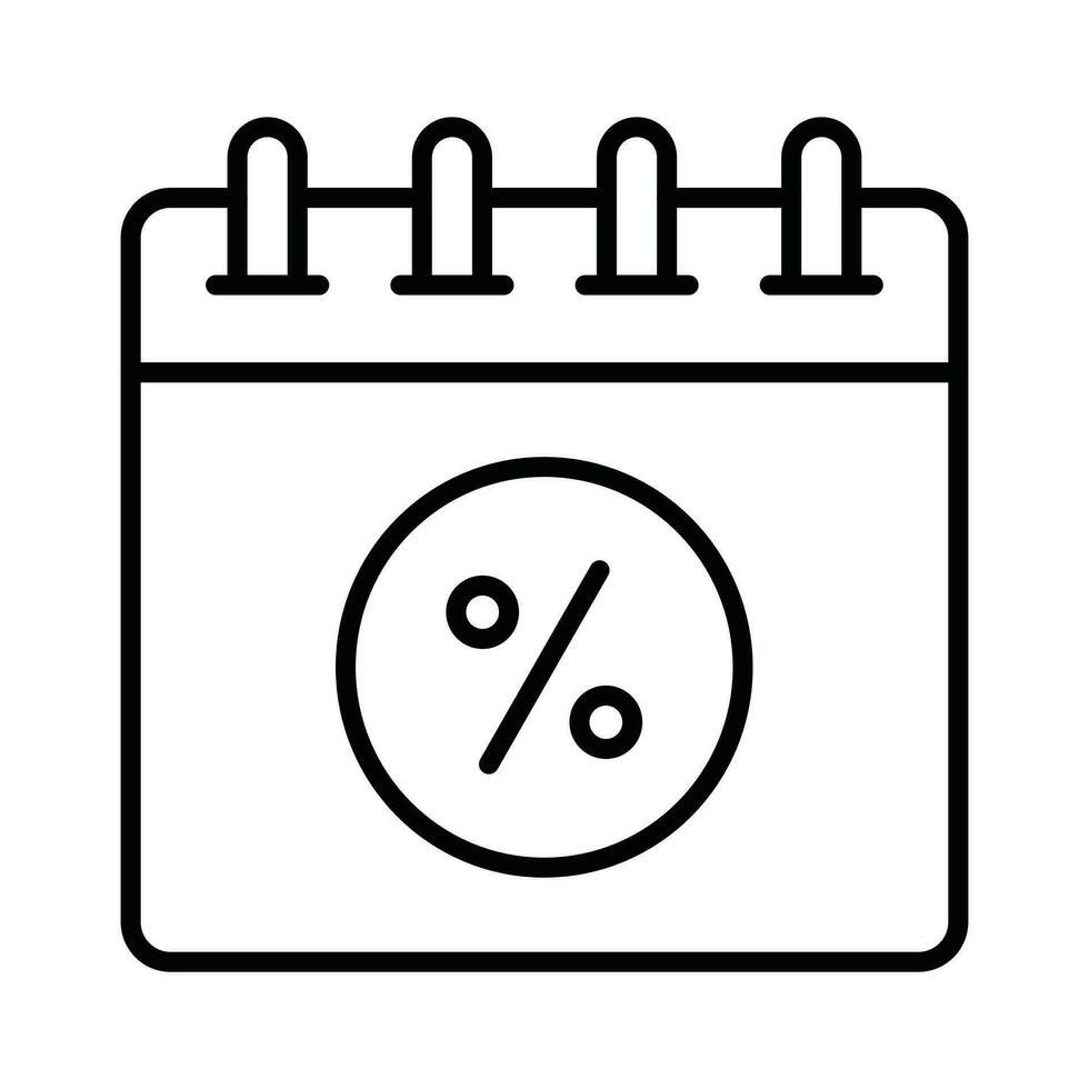 Percentage on calendar denoting concept icon of promotion date vector