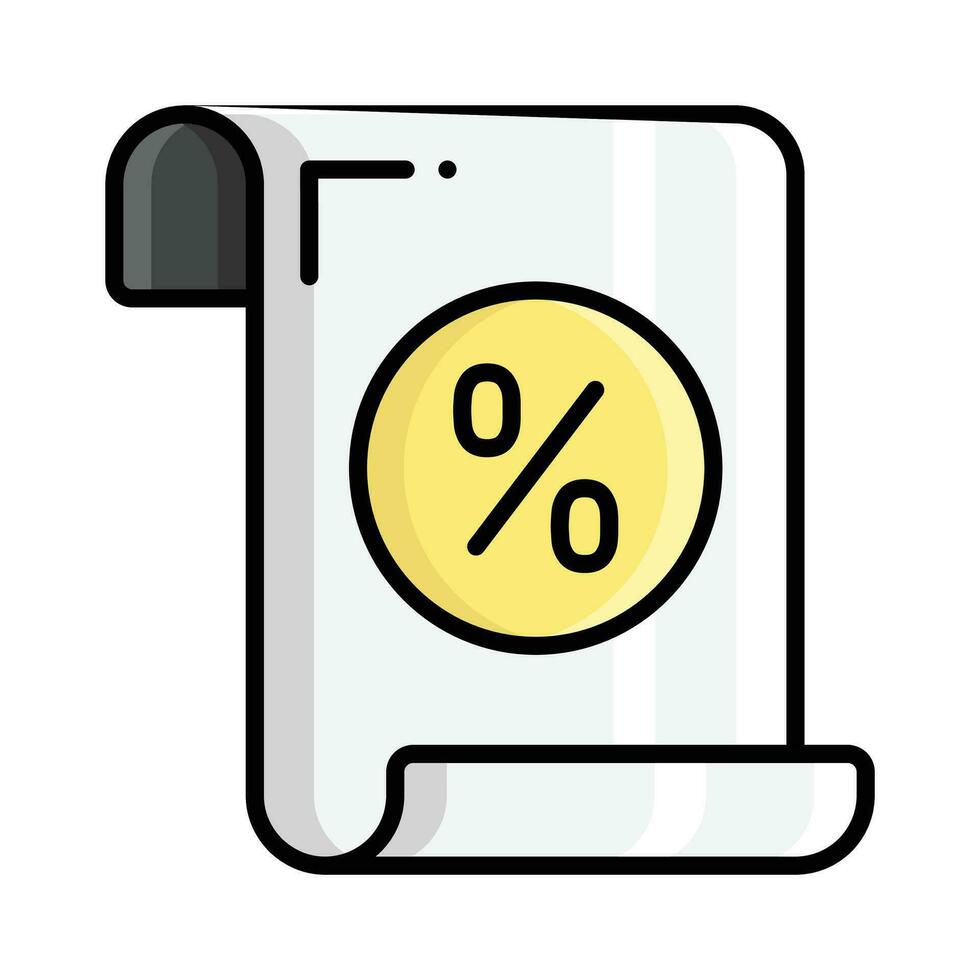 Bill discount vector icon isolated on white background