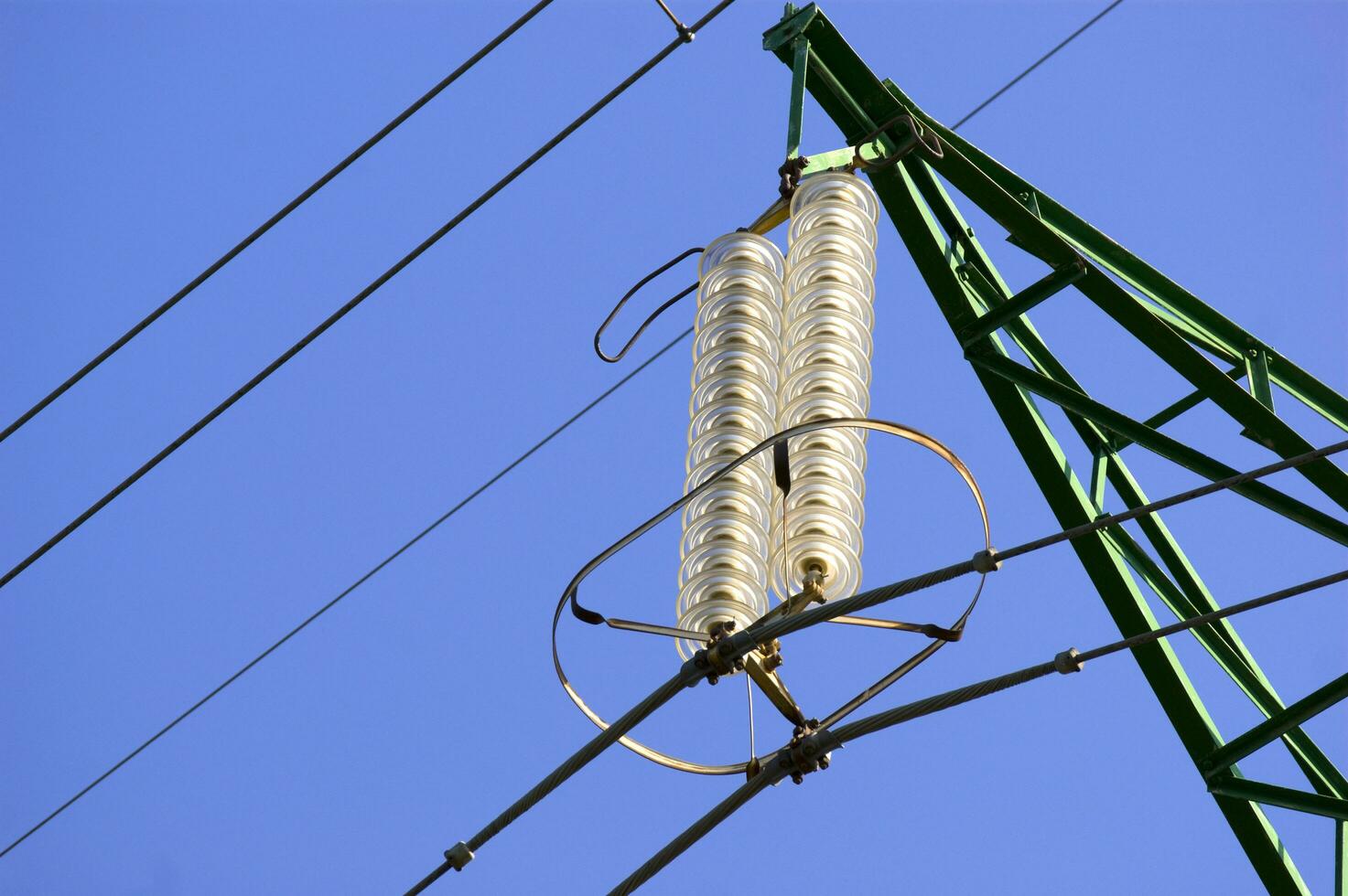 a close up of a power line with wires attached photo