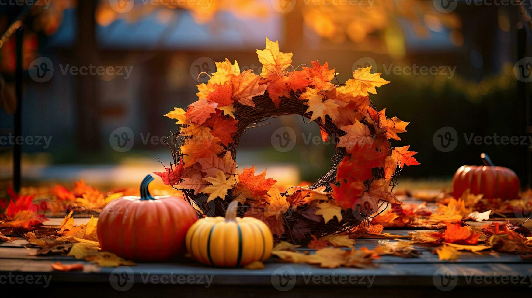 retrato calabaza con otoño hoja ai generativo foto