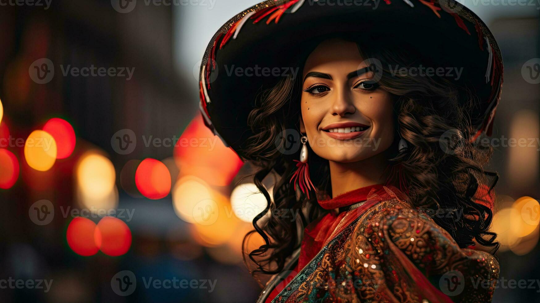 Beautiful woman with costume in the carnival AI Generative photo