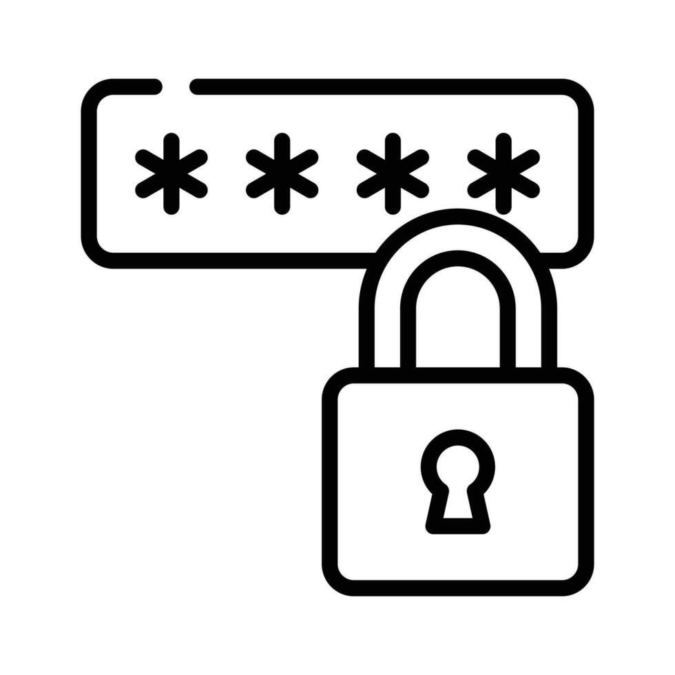 Padlock with password, cyber security concept. Personal data protection vector