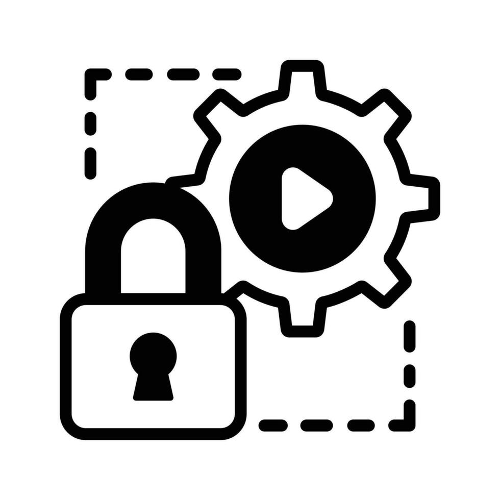Risk management security icon, with gear and padlock, setting icon vector
