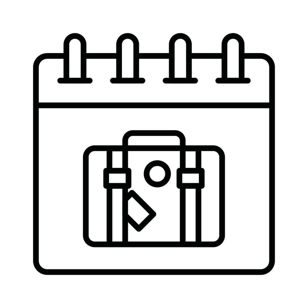 Luggage bag on calendar showing concept icon of travel schedule vector