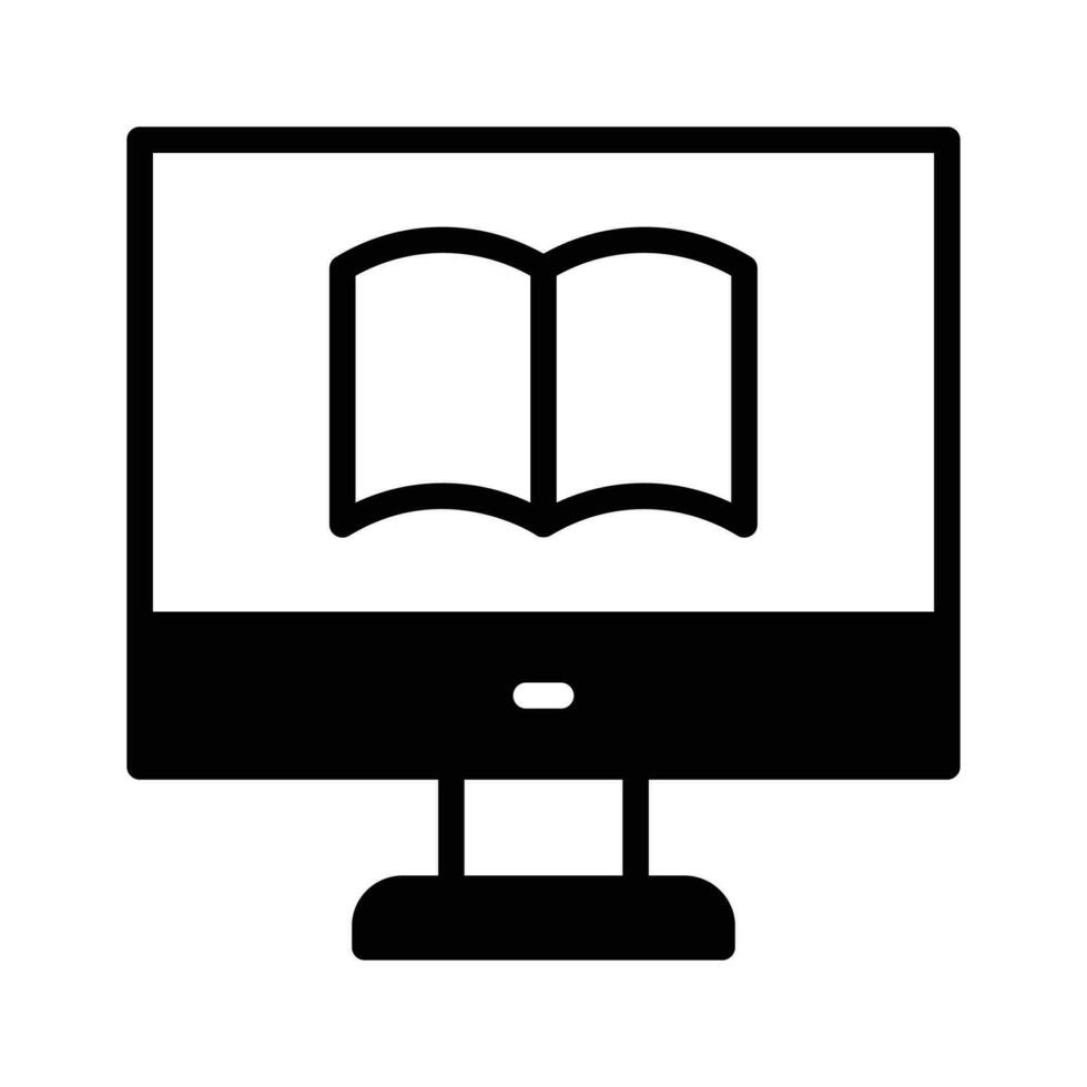 Book inside computer showing concept icon of online learning, online book vector