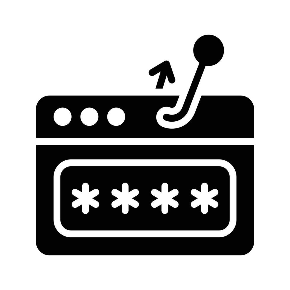 Phishing password icon, hacker attack and web security. Steal passwords vector