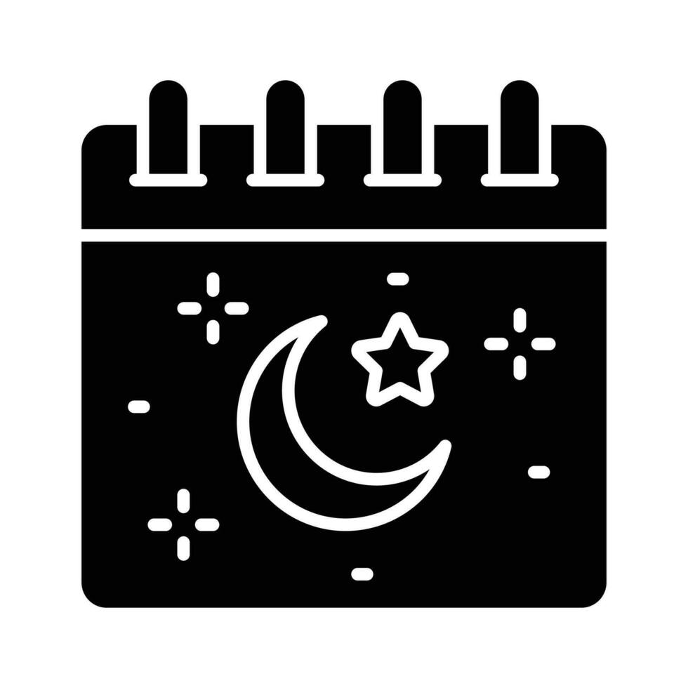Moon with star on calendar showing concept of ramadan calendar icon vector