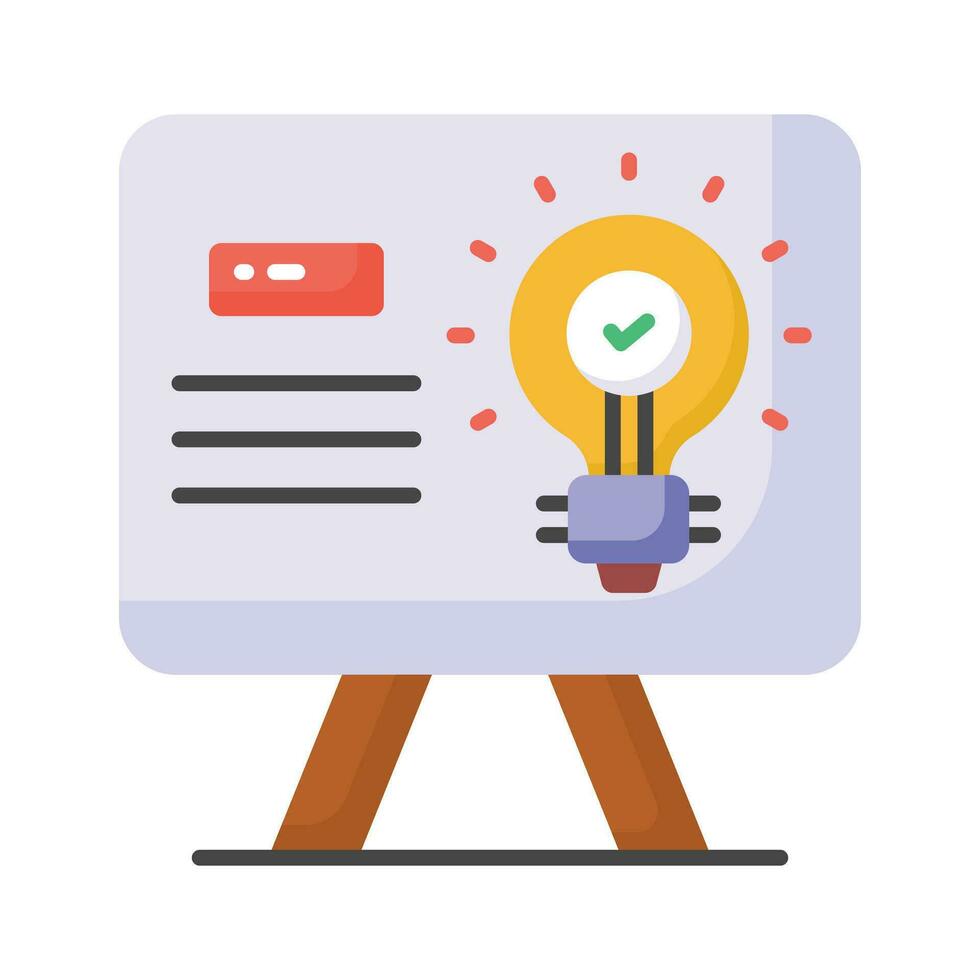 Presentation board with light bulb showing creative presentation vector design concept icon
