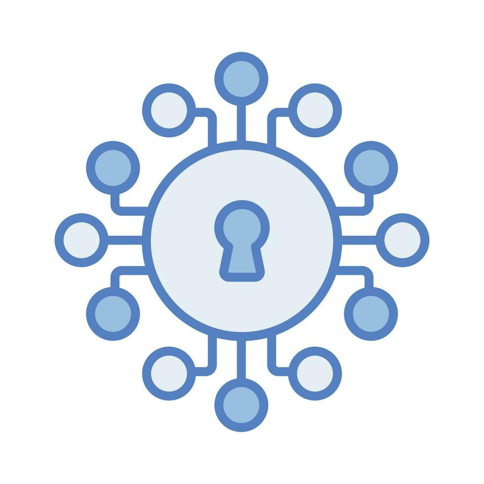 Cyber security icon with network nodes, symbolizing cyber security concept vector