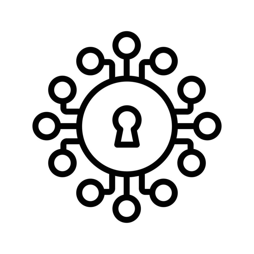 Cyber security icon with network nodes, symbolizing cyber security concept vector