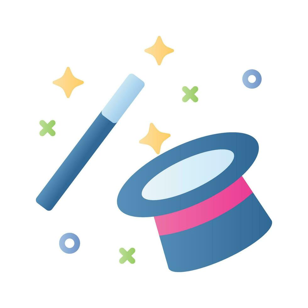 Hat and wand showing concept icon of magic hat, download this premium icon of magician hat vector