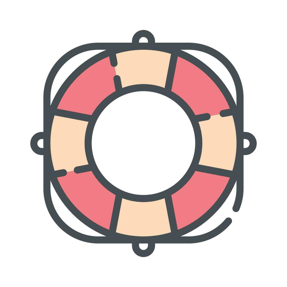 Lifebuoy with rope. Can be used topics like security, sea, swimming, holidays vector