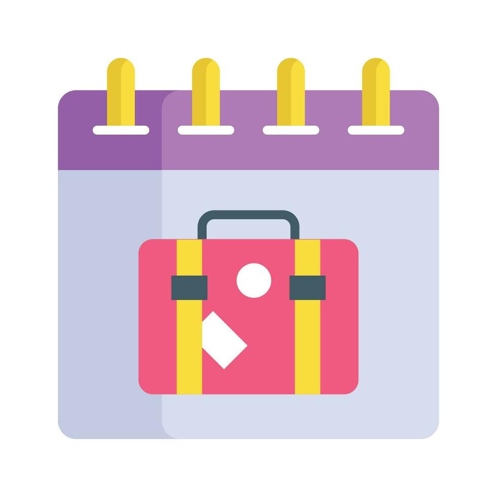 Luggage bag on calendar showing concept icon of travel schedule vector