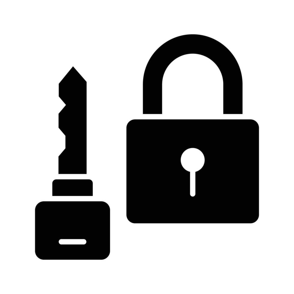 Padlock with key showing concept icon of private key vector
