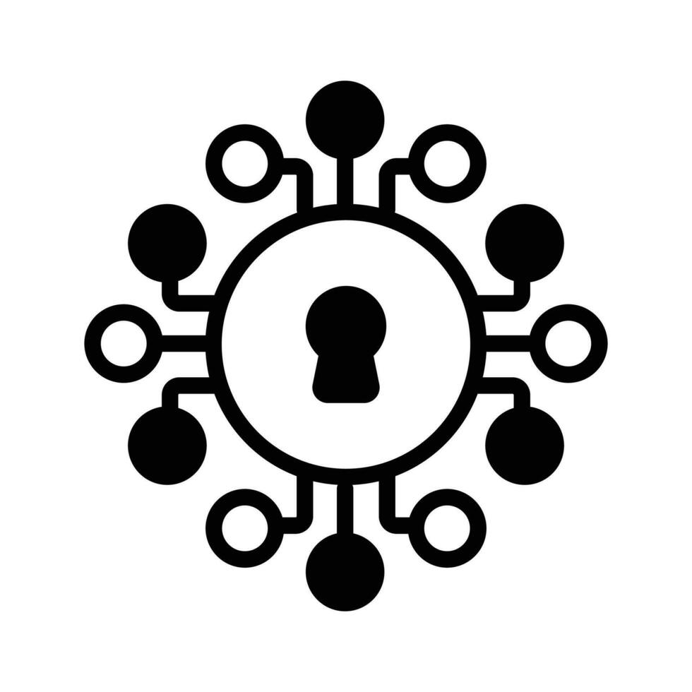 Cyber security icon with network nodes, symbolizing cyber security concept vector