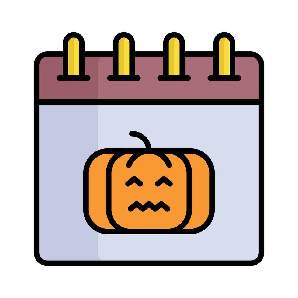 Scary pumpkin on calendar, concept vector design of halloween calendar